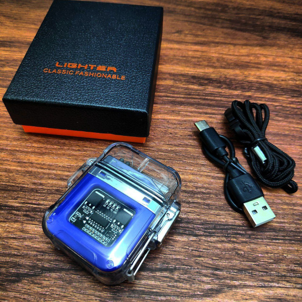 Электронная водонепроницаемая пьезо зажигалка - фонарик с USB зарядкой LIGHTER